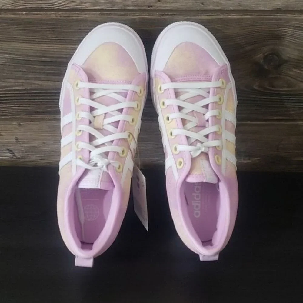 New Adidas Nizza Womens Platform Shoes Size 7 Tie Dye Summer Festival Streetwear